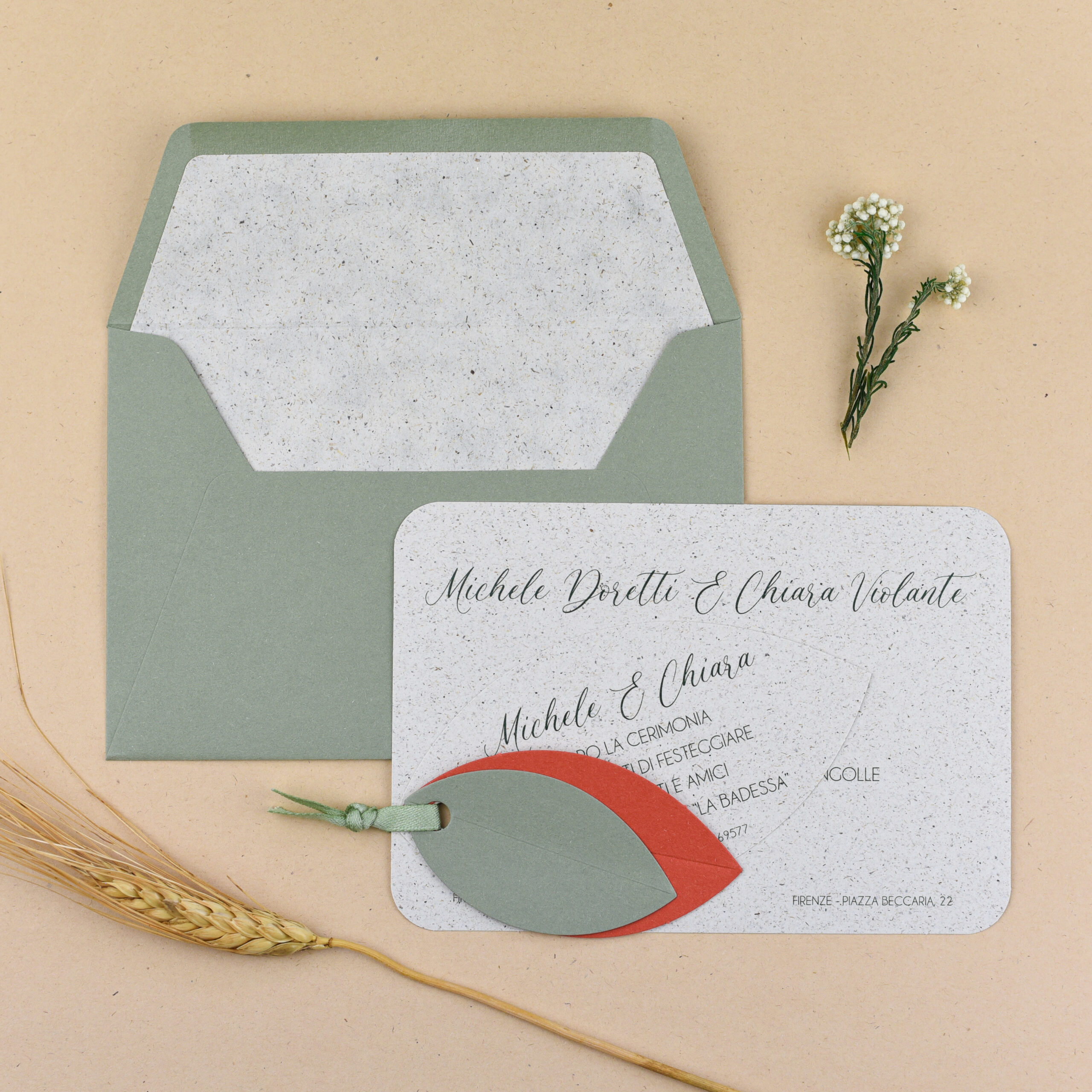 Partecipazioni di nozze naturali Ortica